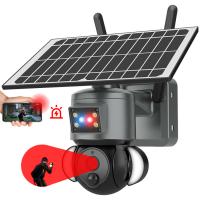 cámara de cristal a prueba de mal tiempo del panel solar 4G al aire libre con la alarma ligera roja azul