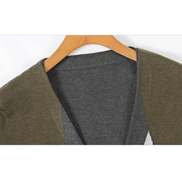 Zipper Up V Neck Mens Knit Cardigan Sweater Long Sleeves For Sport / Leasure