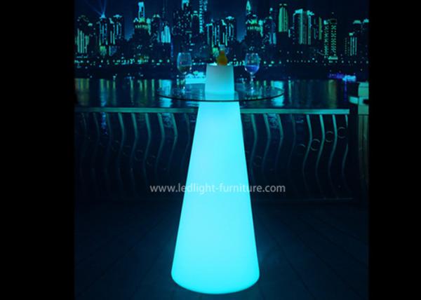Bens cônicos da luz da tabela de cocktail do diodo emissor de luz do RGB do vidro para a mostra justa do produto