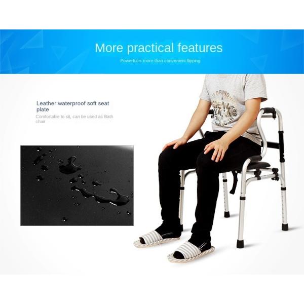 Leather Waterproof Rollator Walker with Folding Seat Class I Instrument Classification