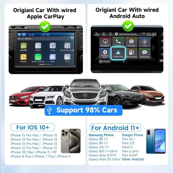 Wireless Adapter Carplay  Android Auto T-Box UHD USB 128GB SDM660 Bluetooth Wifi Ai Box For Apple Youtube Netflix Android 13