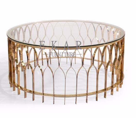 Beautiful Designs Marble Round Coffee Table with Mental Base