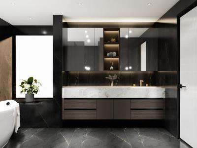 Elegant Gold-Accented SS Bathroom Cabinet Handle Free Bathroom Sink Cabinets