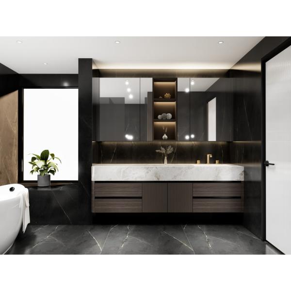 Elegant Gold-Accented SS Bathroom Cabinet Handle Free Bathroom Sink Cabinets