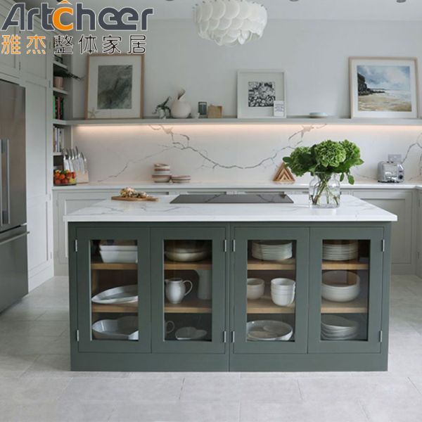 Modern Chandelier Design Blue Color Eco-Friendly Kitchen Island with Storage Cabinet