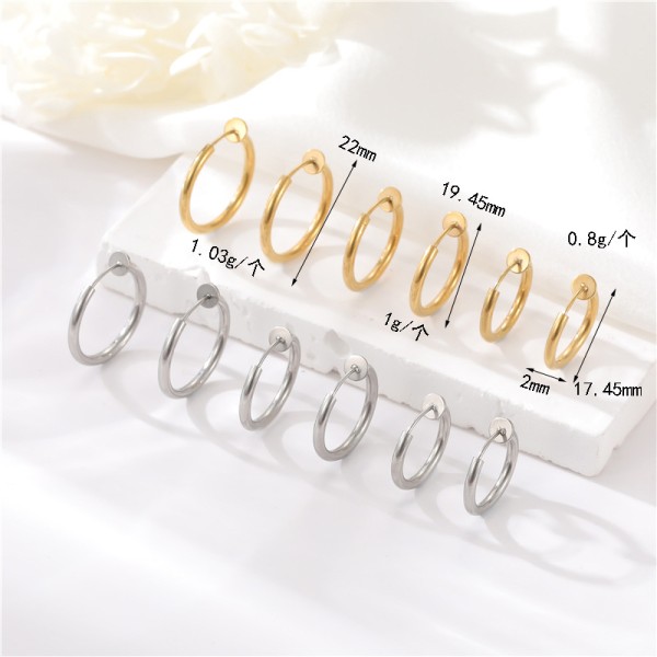 Wholesale Fashion Gold Plated Stainless Steel Spring Ear Clips No Piercings Required Premium Look Suitable for Both Men Women