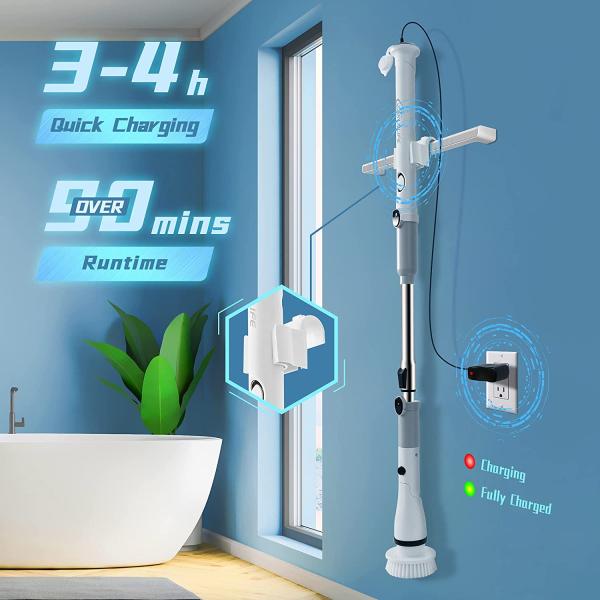 Бесшнуровой электрический скруббер закрутки для очищать регулируемую ручку расширения