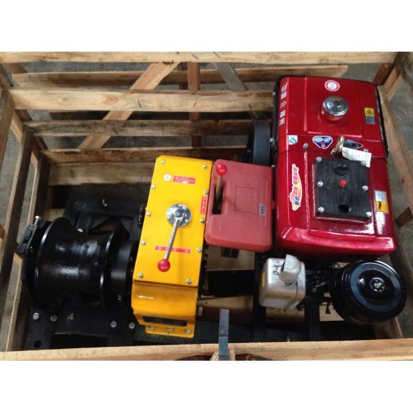 Wire Rope Pulling Diesel Cable Winch 10HP Rated Load Transmission Line Erection