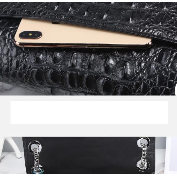 Exotic Genuine Crocodile Skin Silver Chain Lady Purse Real True Alligator Leather Women Purse Female Single Shoulder Bag