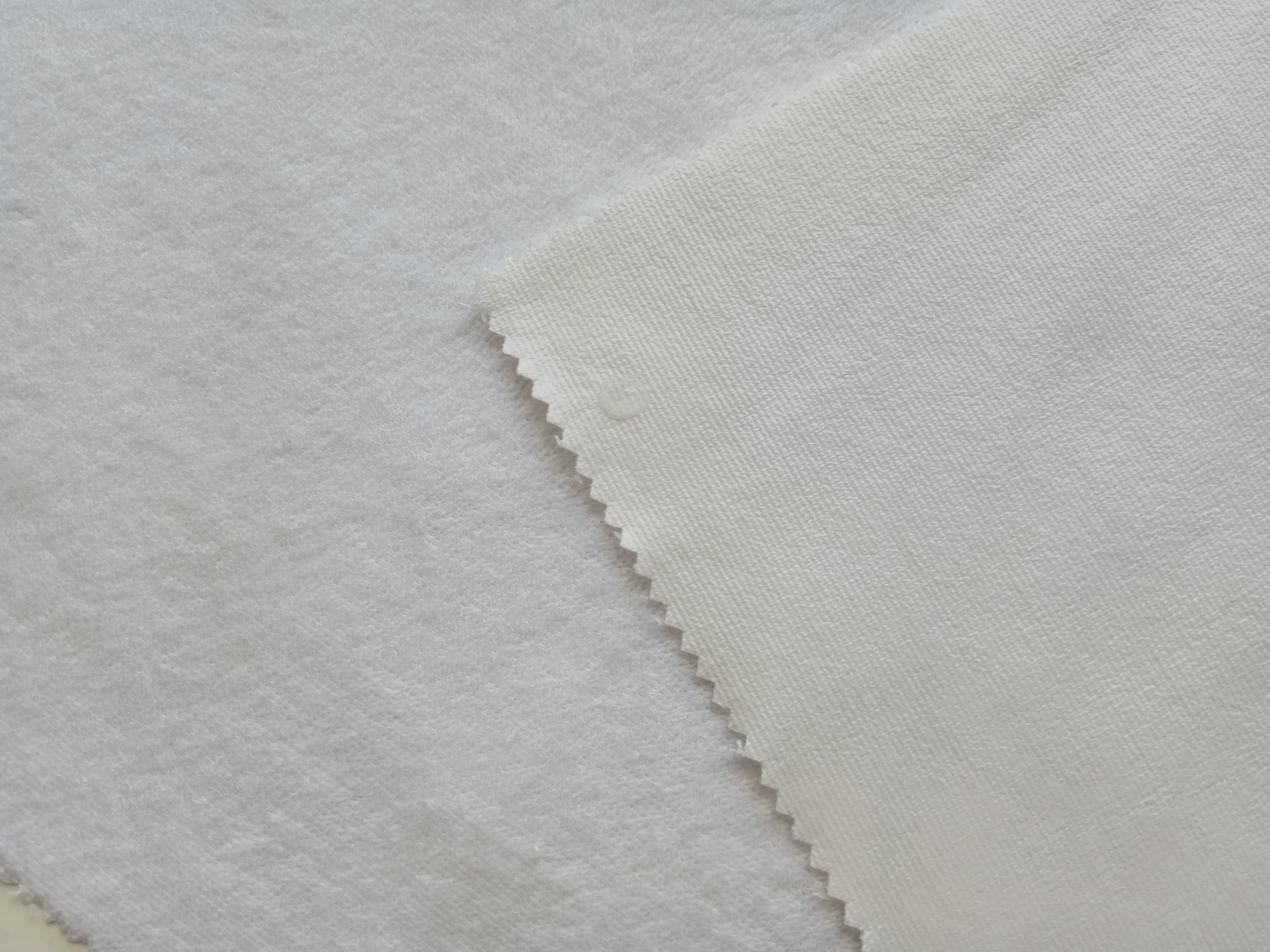 White Waterproof Terry Cloth Fabric By The Yard 80% Cotton 20% Polyester