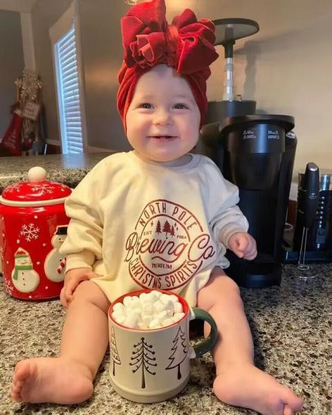1 Pcs Custom Tag Christmas Cotton Romper Spring Autumn Newborn Infant Toddler Boys Girls Clothing Long Sleeve baby Cloth