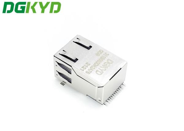 Metal Shielded Rj45 Connector Modular Wall Jack 8pin Single Port With LED