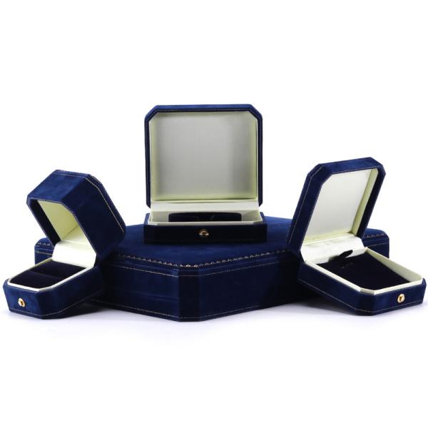Handmade Rectangle Dark Blue Velvet Jewelry Box for Custom Luxury Bracelet Ring Set