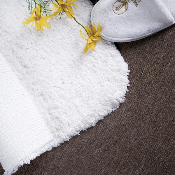 Curved Machine Washing Hotel Bath Mat 100% Cotton Terry Bath Mat Rug For Hotel Spa Outdoor