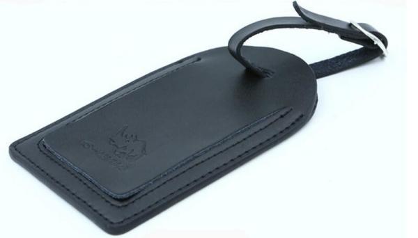 Black Cow Splited Leather Suitcase Luggage Tags Custom Logo Acceptable