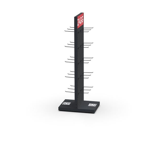 Black Metal Display Racks Floor Pegboard Store Double Sided Metal Display Stand