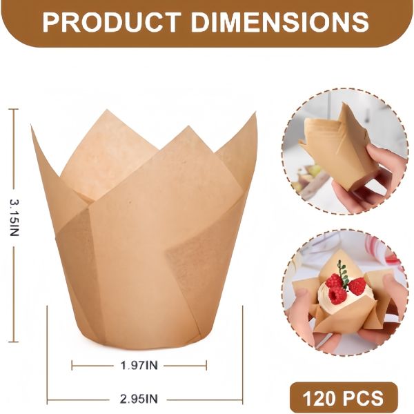 Greaseproof Paper Baking Cups Food Grade Bakery Packaging Heat Resistant Tulip Cupcake Liners