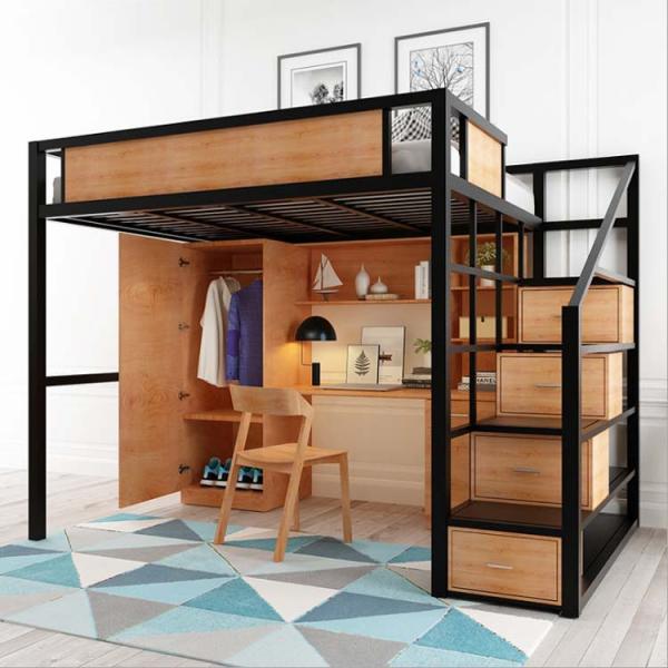 Mail Packing N Full Loft Bed with Desk Cabinet and Lockers