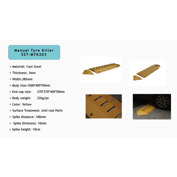 Manual One-Way Road Blocker Spike Tyre Killer with 3mm Thickness Cast Steel and 10cm Spike Height
