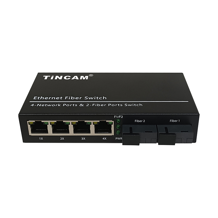 TiNCAM Factory Fast Ethernet PoE Switches with 10/100Mbps Adaptive 2 SC Fiber 4
