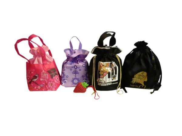 Red / Black / Purple 75g Non Woven Drawstring Bag, Recycled Fabric Carry Bag
