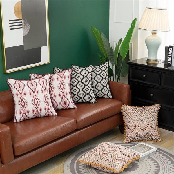 Moroccan Pillowcase Hair Ball Side Pillow Ethnic American Tassel Side Pillowcase Cushion Office Cushion Cover