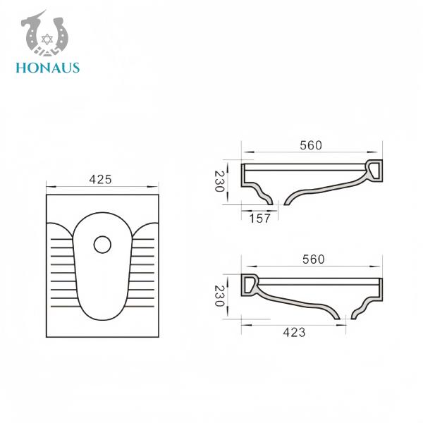 Lavatory Squatting Pan Toilet Anti Scratch Glaze Anti Slip Front Back Flush Large Pipe