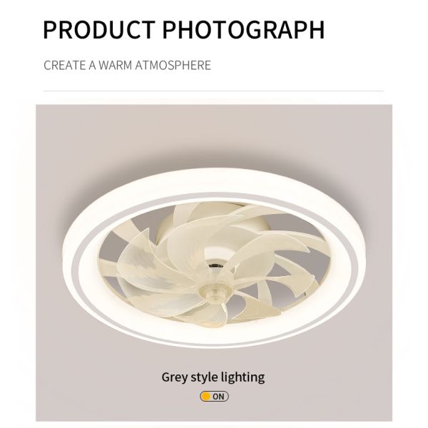 Modern and Simple Home Intelligent Remote Control Restaurant LED Round Acrylic ceiling Fan Light(WH-CLL-59)