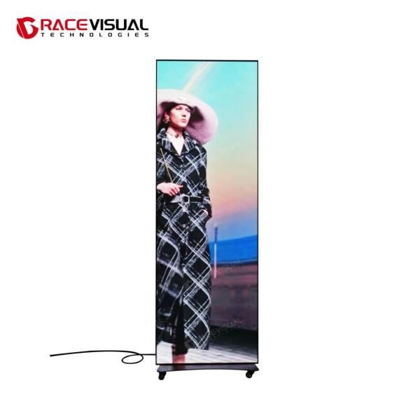 IP Series Digital LED Poster – 640×1920mm, IP40/IP21 Rated, Mobile Stand with Wheels for Flexible Commercial Advertising