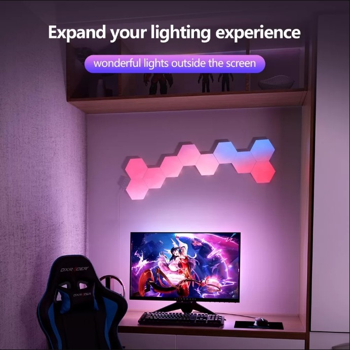 RGBIC HDMI Hexagon Panel Gaming Light с напряжением 24V и длительностью службы 50 000 часов с включением пульта дистанционного управления