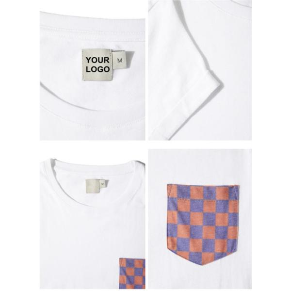 mens blank white tee shirt with printed Pocket oem logo service