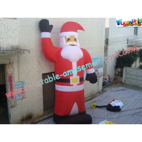 UV-Treated PVC , Coated Nylon Inflatable Christmas Decorations Santa Claus For Outdoor