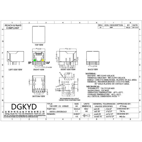 Черным локальные сети защищаемые металлом PBT Cat5 RJ45 соединителя 8P8C Джек RJ45 с трансформатором