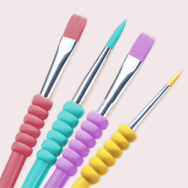 Customized Multicolored 4 Different Tips OEM Nylon Hair Watercolor Acrylic Paint Brush
