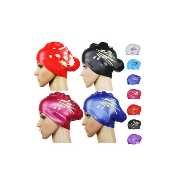 Watertight Silicone Swim Caps Cute Cartoon Pattern For Unisex Children