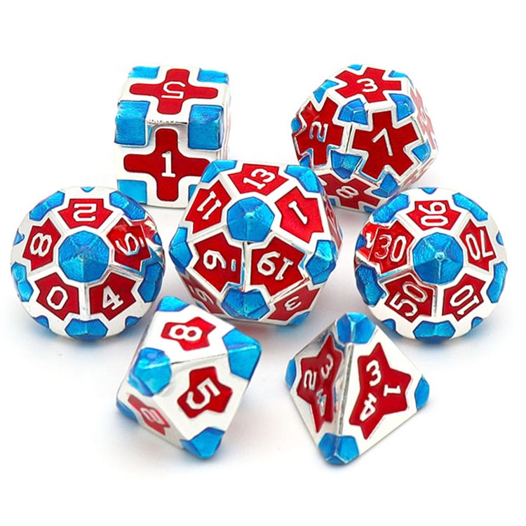 Zinc Alloy Metal Dice with Electroplating Finish and Customized Logo for Role-Playing Games