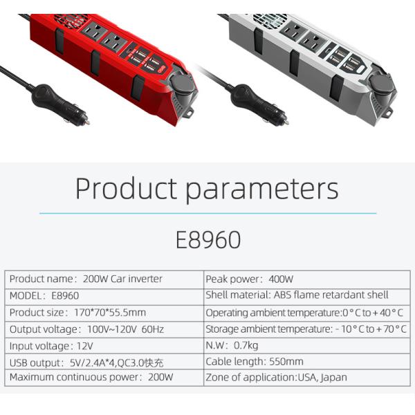 Mini Inverter Multifunctional Car Inverter 200W Car Van Power Inverter Car Power Converter