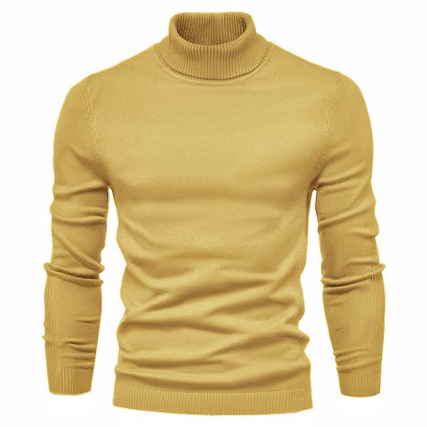 Solid Color Viscose/Cotton Pullover Sweater Slim Fit Turtleneck for Men's Casual Wear