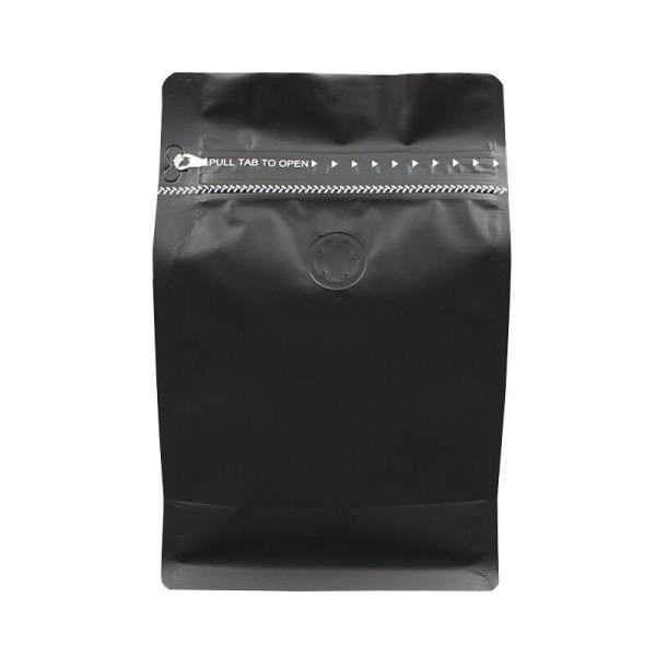 Wholesale 250g 500g flat bottom coffee bags with valve/Biodegradable zipper coffee packaging bags/Matte Black coffee bag