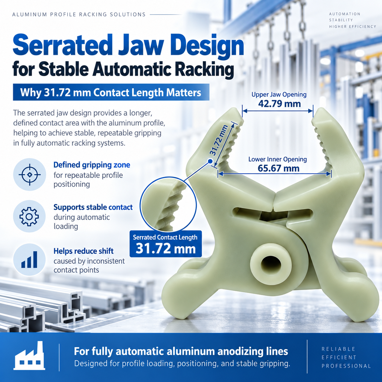 Serrated Automatic Clamp Automatic 31.72 Mm Aluminum Profile Clamp   Racking