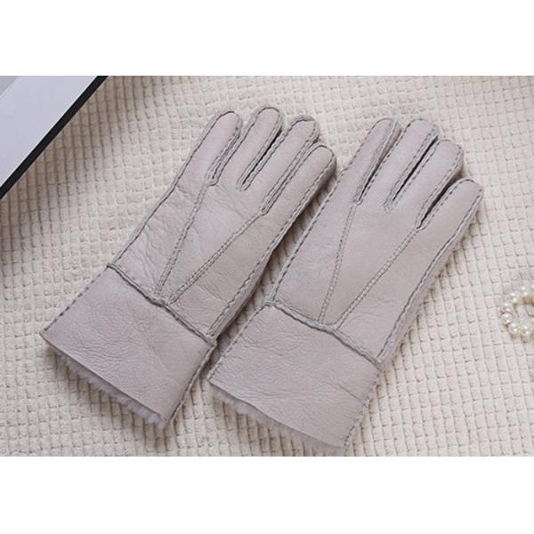 Guantes de cuero de la cara de la zalea doble del invierno con la guarnición de la lana de cordero/el color teñido natural