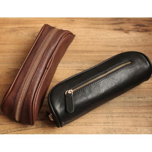 Vintage Genuine Leather Pencil Case , Handmade Artist Pencil Bag High End