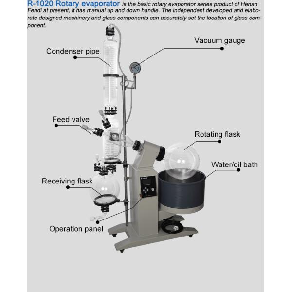 180mm Lifting 20L Rotary Vacuum Evaporator With Water Bath
