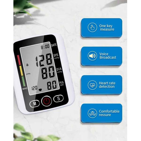 Электронный белый сфигмоманометр с обнаружением тарифа сердца 4 наборов батарей 2X99 AAA