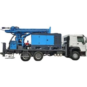 Hydraulic Tricycle Mounted Water Well Drilling Rig Drill Depth 400m with Cu-mmins 170 HP Load Vehicle Engine