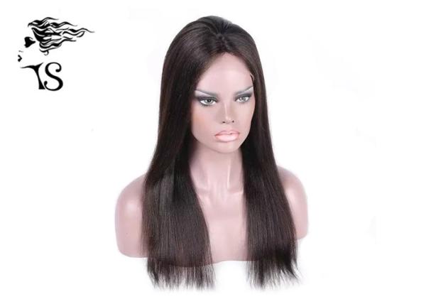 Brown Yaki Straight Full Lace Human Hair Wigs For Black Female Natural Looking