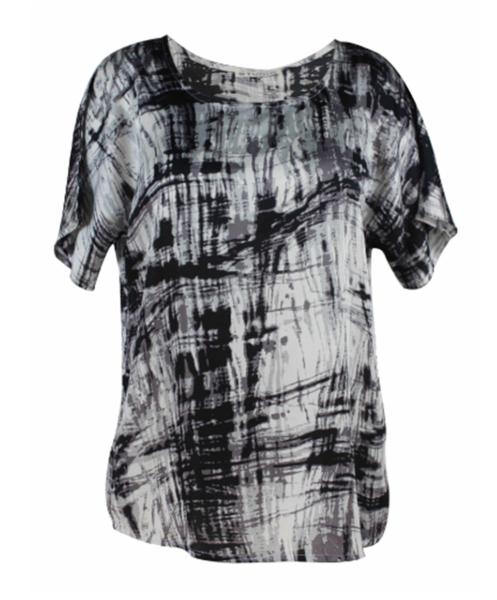 Leisure Ladies Tee Shirts With Tie Dye Print Fashion Ladies Round Neck Tops