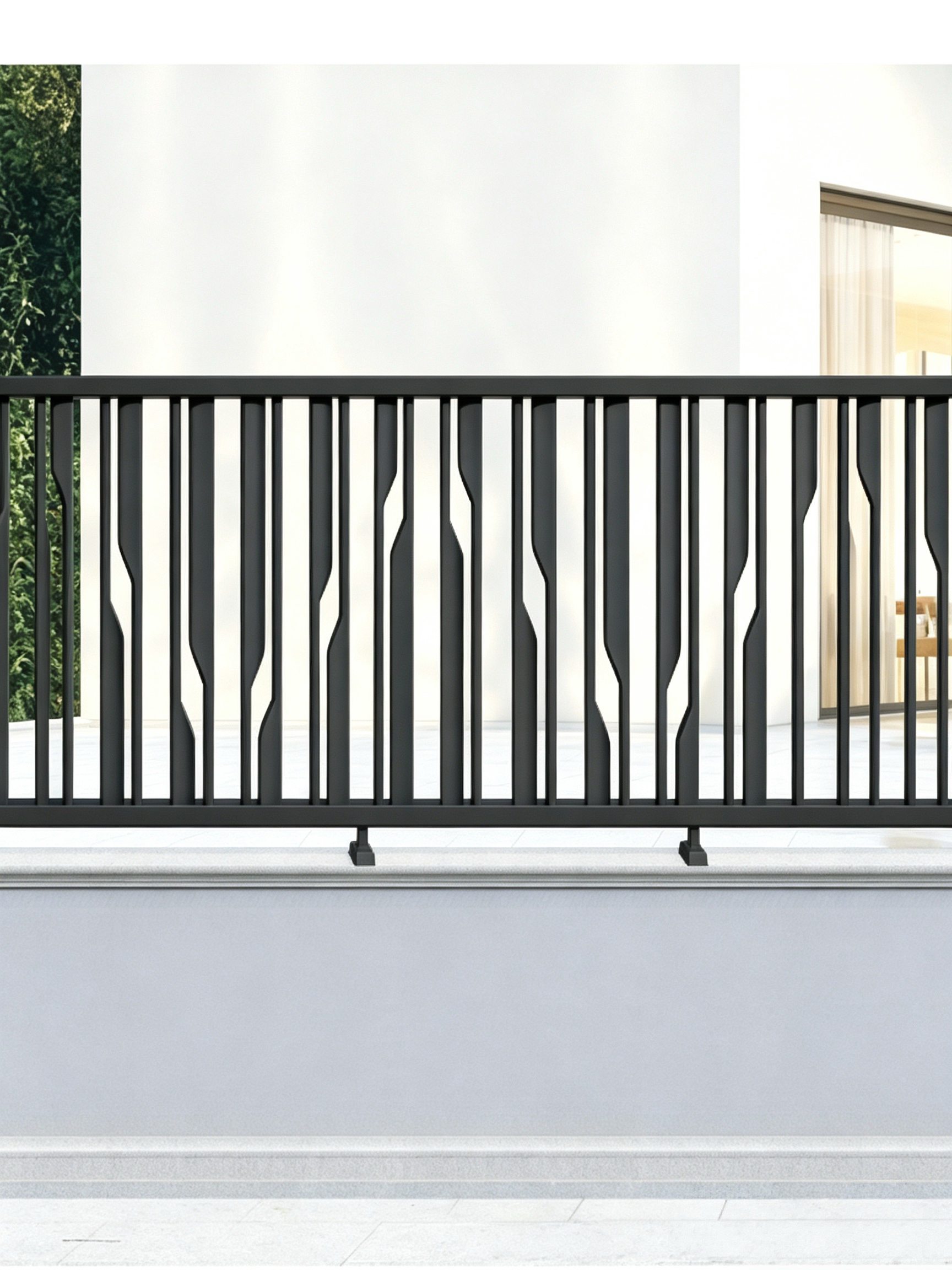 Custom Outdoor Aluminum Fence with Minimalist Slant-Bar Design and Matte Finish for Long-lasting Durability