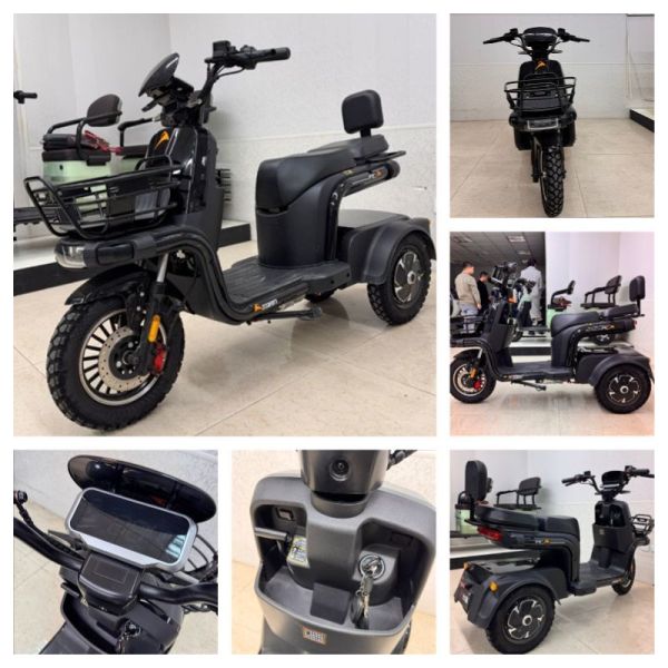 Patinete eléctrico de tres ruedas con inclinación patentada, cuadro de acero, motor de 500W, batería de litio personalizable