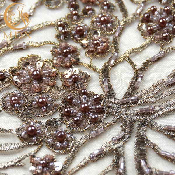 Африканская Bridal вышитая бисером вышивка ширины ткани 140cm шнурка яркого блеска